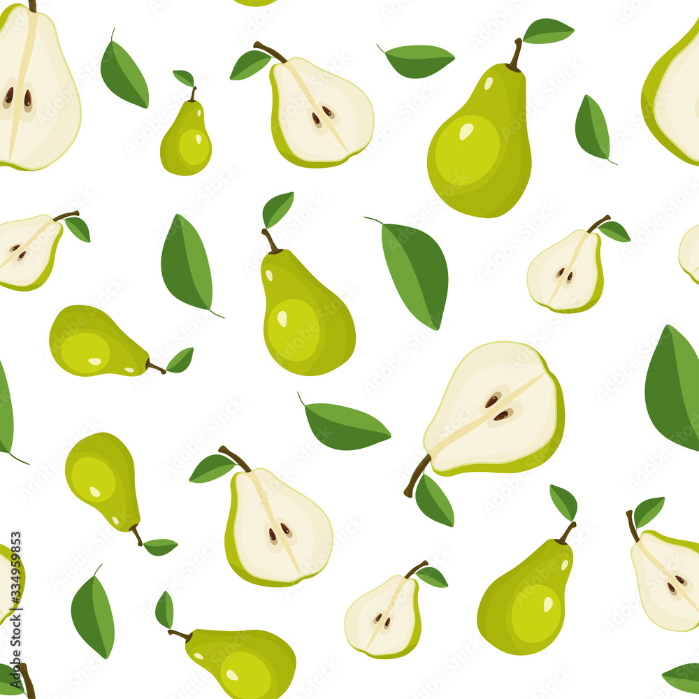 Obraz premium Pear fruit seamless pattern. Pear vector background illustration