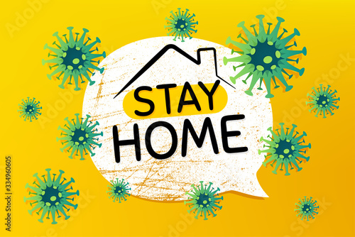 Stay home grunge bubble. Coronavirus COVID-19 background. Corona virus outbreak. 2019-ncov pandemic. Stop coronavirus disease. Stay at home from corona virus. Quarantine, self-isolation. Vector