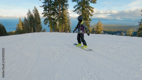 snowboarding down the slopes in lake tahoe