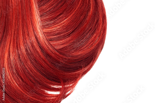 Red hair on white  isolated