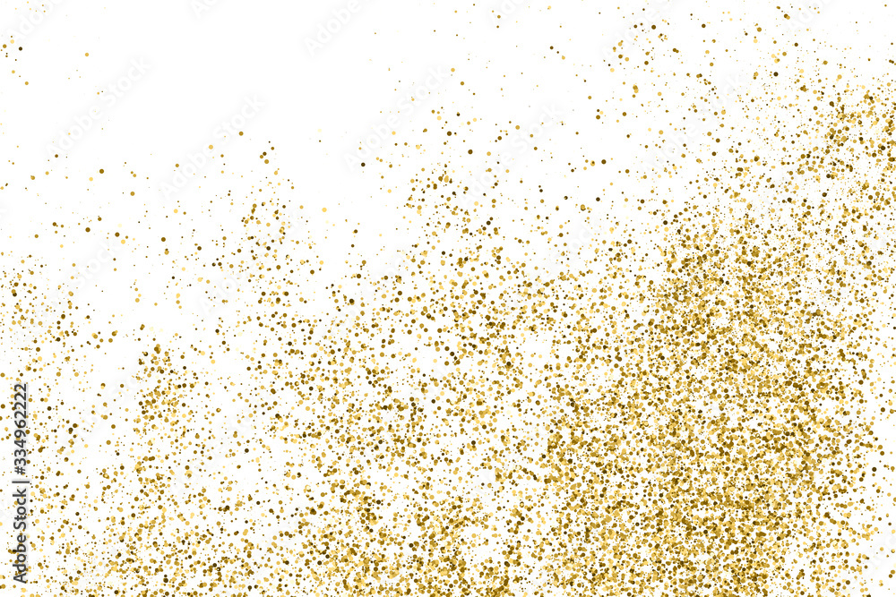 Gold Glitter Polka Dot Texture Isolated On White. Amber Particles Color. Celebratory Background. Golden Explosion Of Confetti. Vector Illustration, Eps 10.