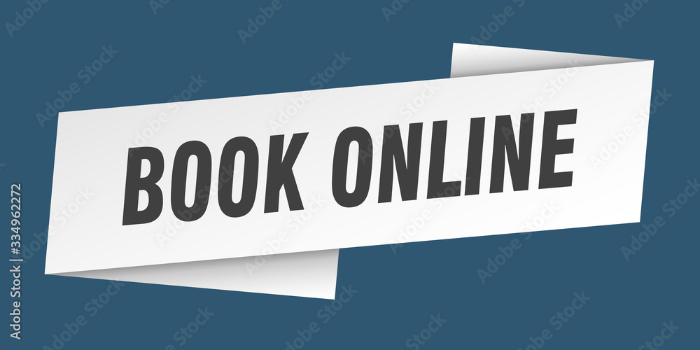 book online banner template. book online ribbon label sign