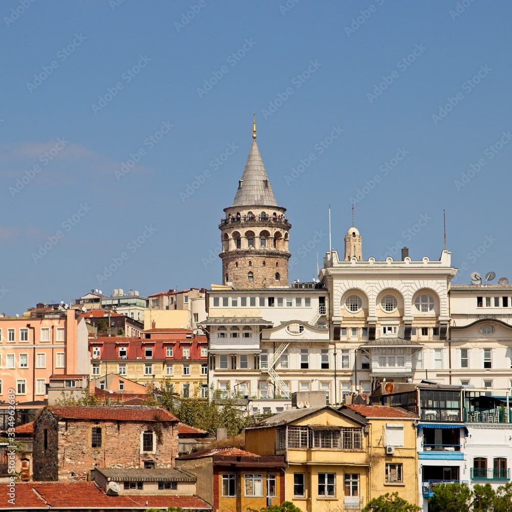 A cityscape image of Istanbul, Turkey which features the Galata tower. 