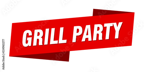 grill party banner template. grill party ribbon label sign