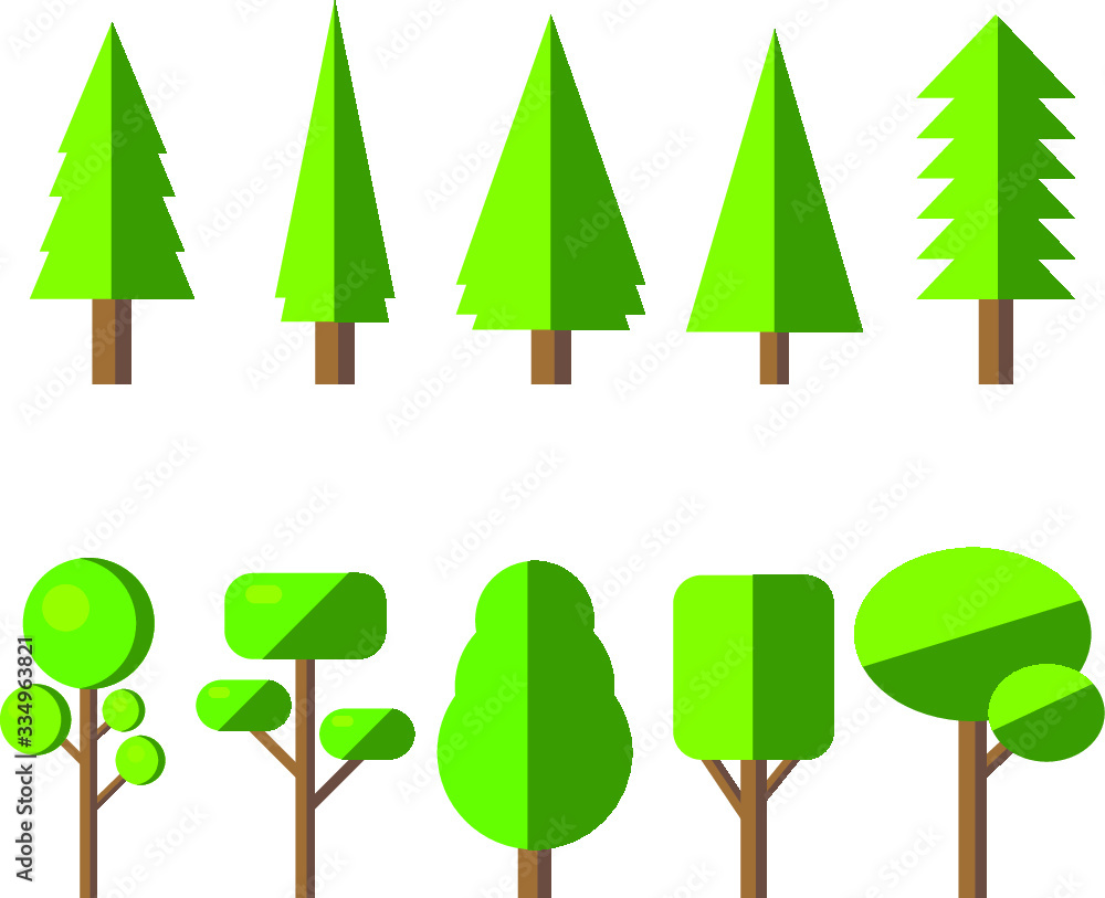 Fototapeta premium Green Flat Tree Icon Design For Website, Presentation and application