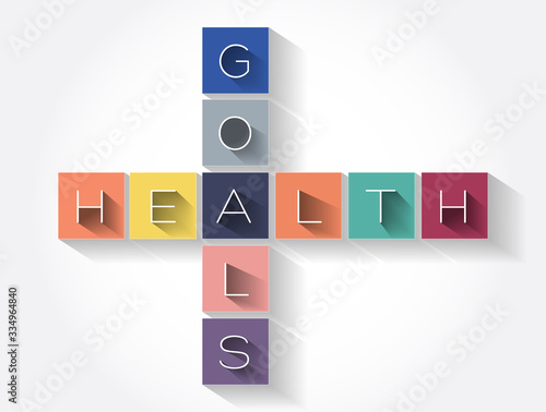 Goals Health crossword, concept background