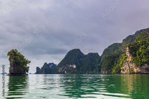 Beautiful of montains and sea view at Leamsak, AoLeuk, Krabi, Thailand.