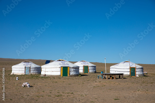 Traditional Mongolian ger camp. Ulgii, Mongolia. © Kertu