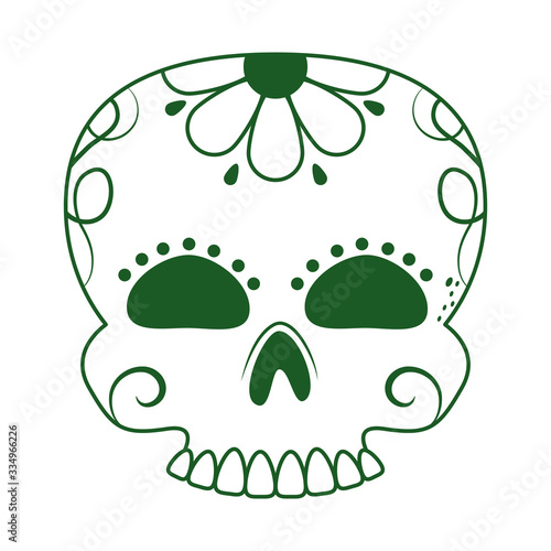skull catrina flower decoration cinco de mayo mexican celebration line style icon
