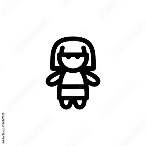 Doll Toy Outline Icon Vector Illustration