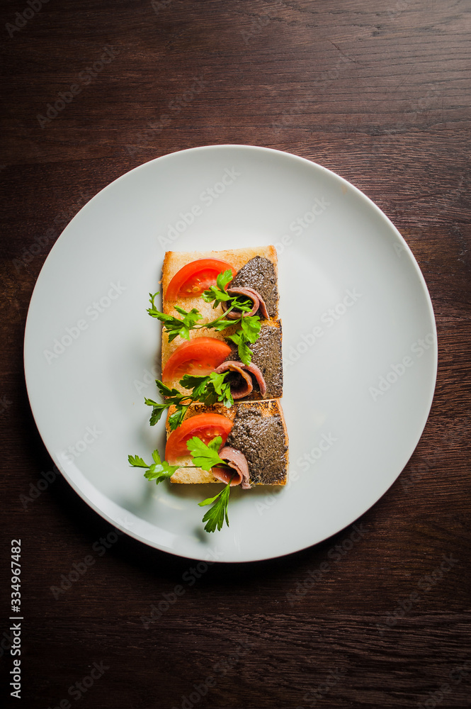 sandwich with aubergine paste sandwich with aubergine paste