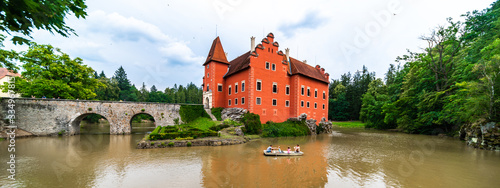 Romantic red chateau Cervena Lhota in Southern Bohemia, Czech Republic photo