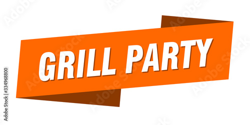 grill party banner template. grill party ribbon label sign