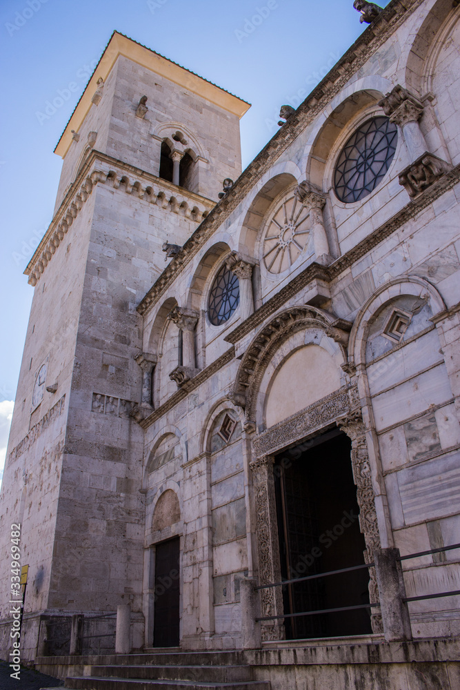 View of Cathedral of Santa Maria de Episcopio, church in Benevento, in a sun day