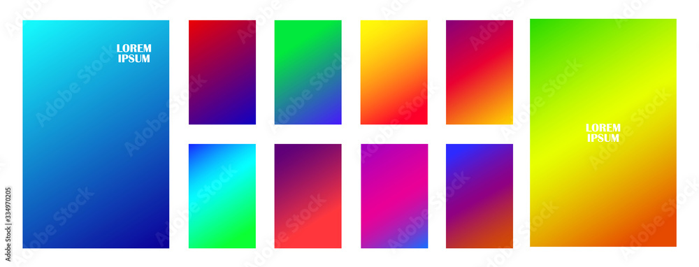 Colorful gradient. Different colors. Modern Smartphone screen, mobile app Template. Modern screen vector design for mobile app. Soft color gradients. 