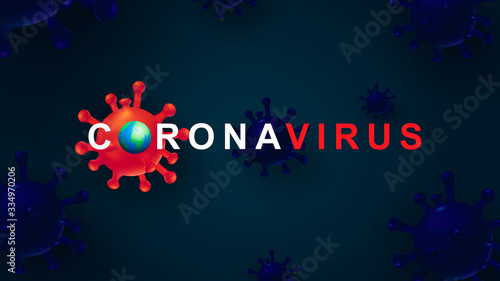 New Coronavirus 2019-nKoV. The covert virus 19-NKP. Background with realistic 3d red viral cells. Symbol of danger. Latest news. Vector