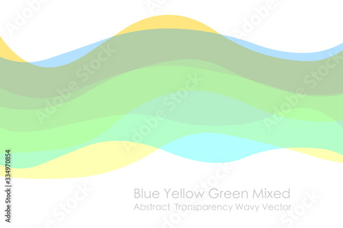 Fluid colorful abstract vector. Free  white area in the upper and lower space. Blue, Green, yellow mixed. Gradual transparent changing. Sea, water, dessert, rainbow, wavy. Light background. Vector