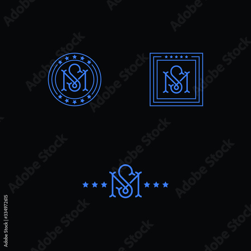 collection of abstract graphic vector illustration monograms of two letters M and S