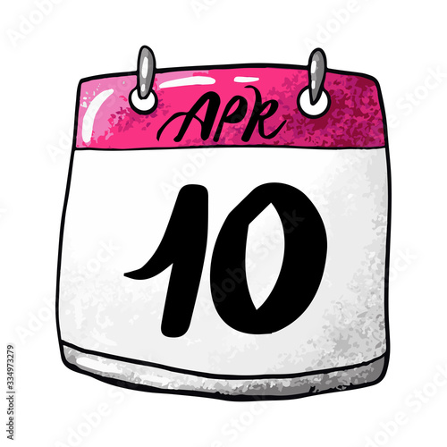 Calendar with the date April 10 on a white background. Holiday International Day of the resistance movement .Vector illustration