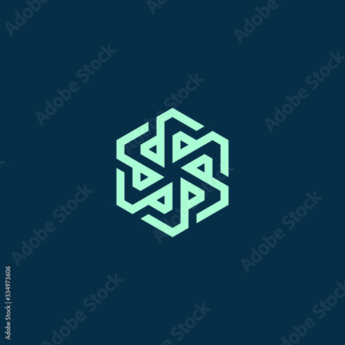 Abstract graphic vector illustration of snowflakes in the form of hexagonal boxes