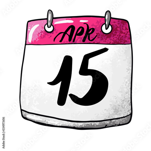 Calendar with the date April 15 on a white background. Holiday International Day of Culture. Vector illustration