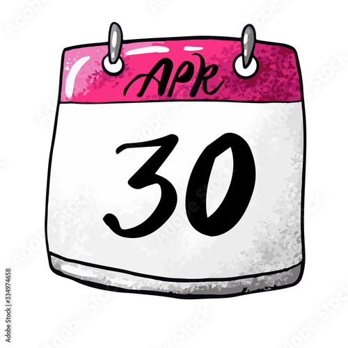 Calendar with the date April 30 on a white background. Orthodox feast. Acquisition of the relics of St. Alexander Svirsky. Vector illustration