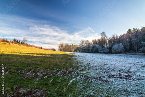 Spring meets winter in beautiful landscape of Bohemian paradise, Czech Republic