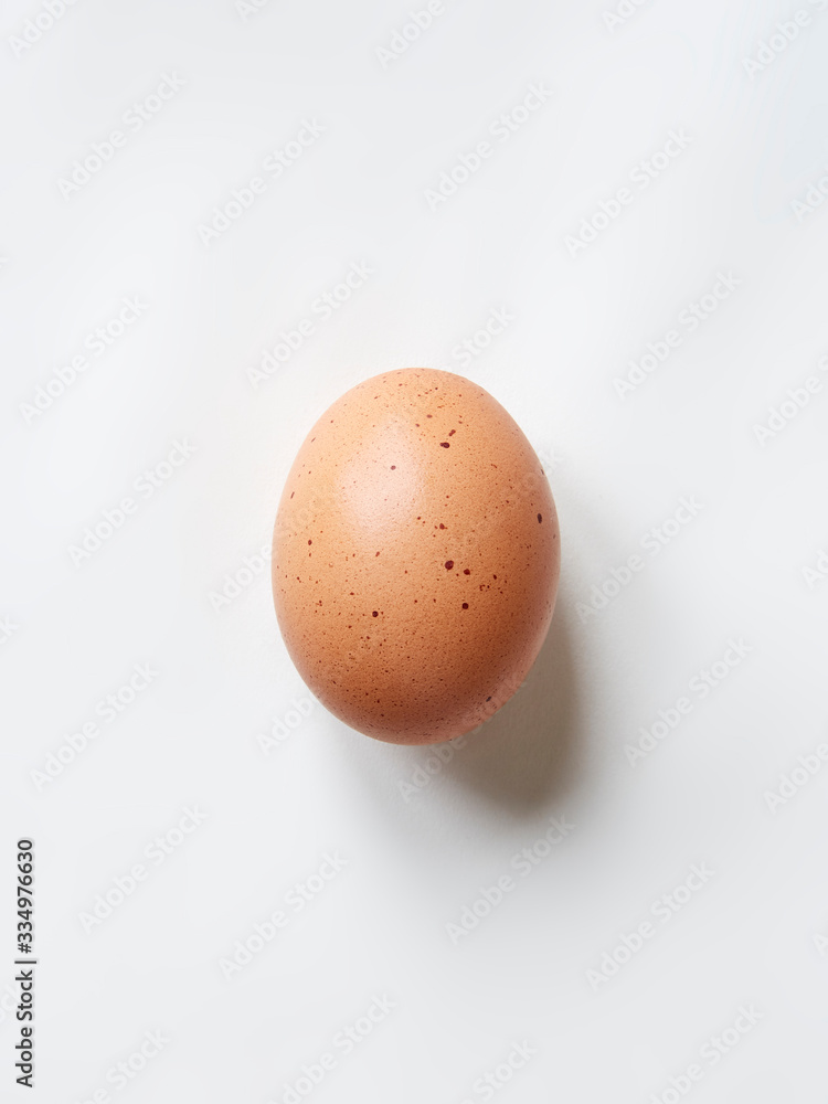 one egg on white background top view one egg on white background top view