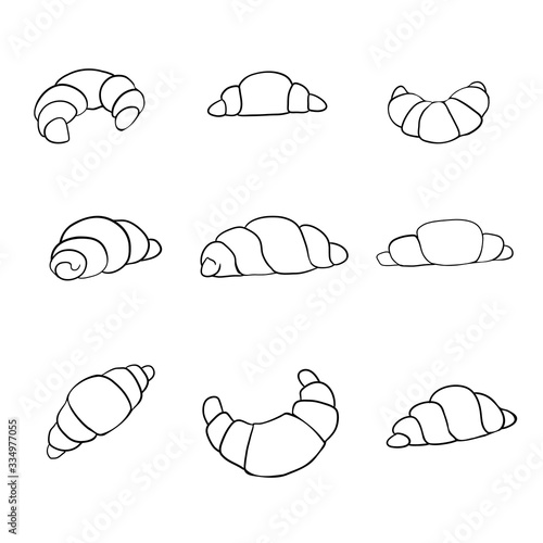 Vector hand drawn croissant icon badge bakery for design menu cafe, label and packaging.