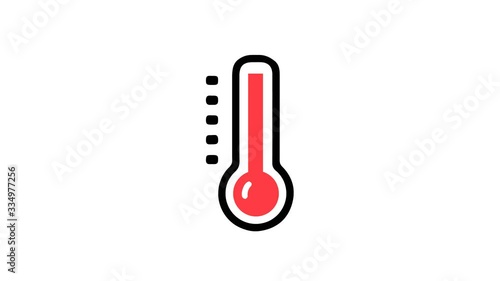 Animation of Icon  thermometer with increase .Isolated on the white background. Alpha video