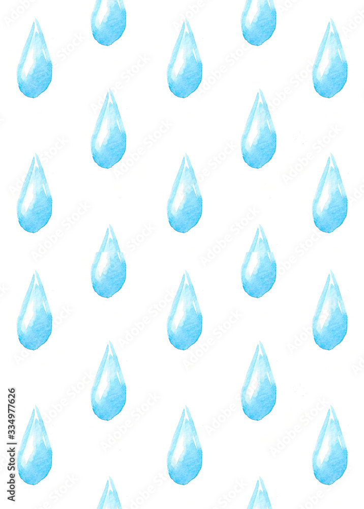 watercolor rain pattern / water drops on white background watercolor rain pattern / water drops on white background