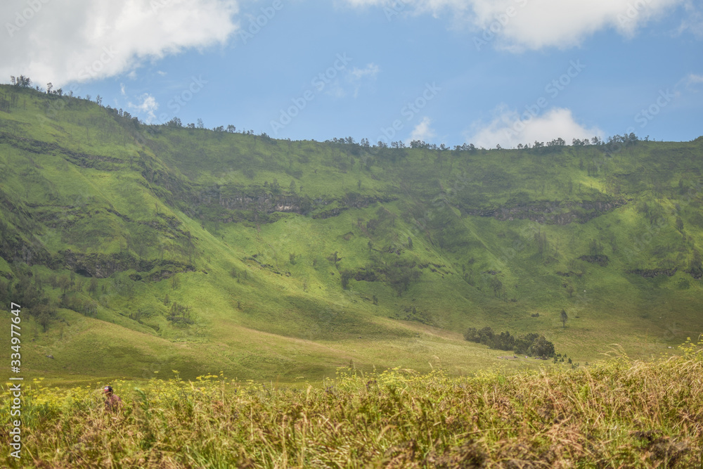 view of the hillside savanna mount Bromo