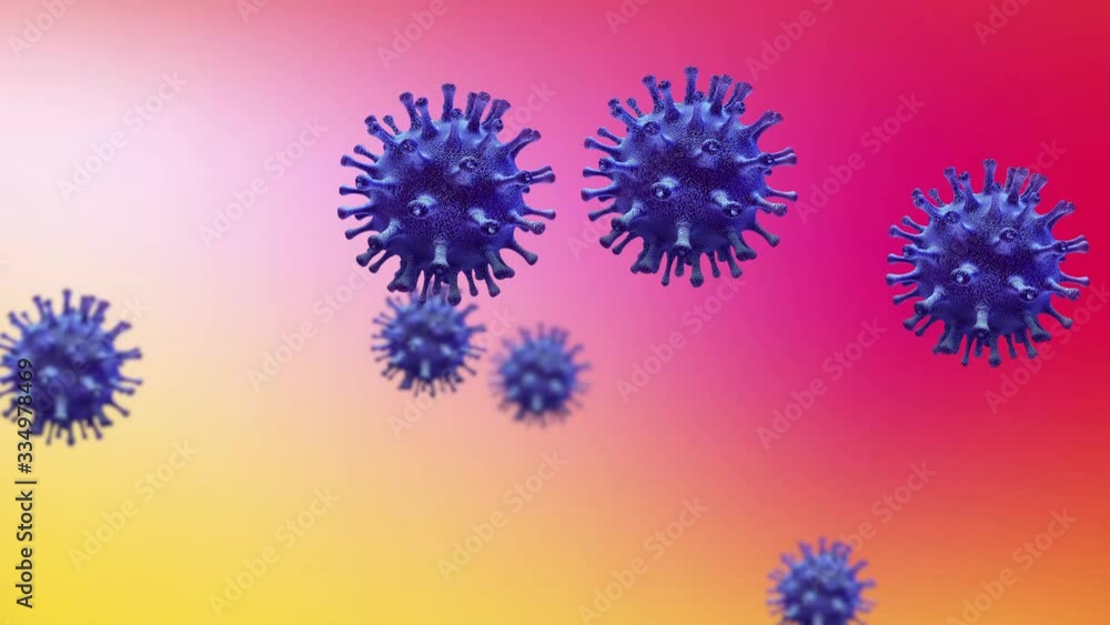 Purple coronavirus molecules float in space Purple coronavirus molecules float in space