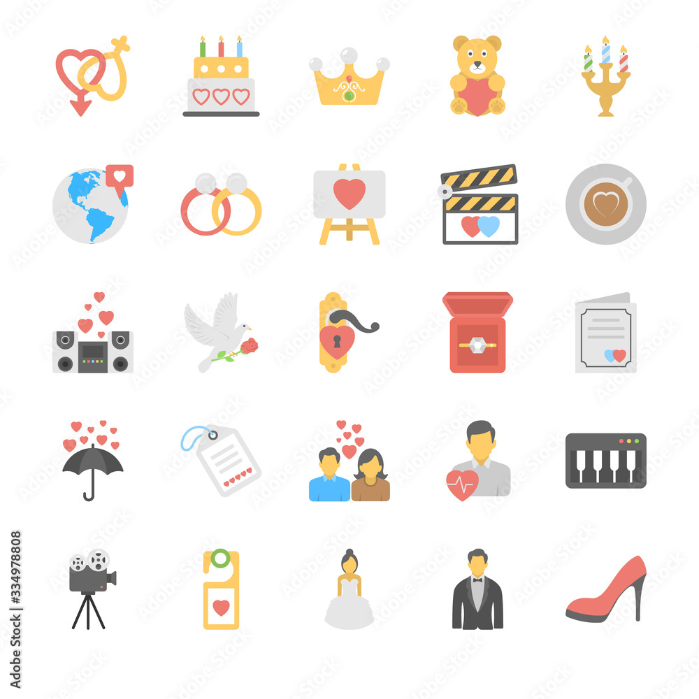 Love and Romance Icons Set Love and Romance Icons Set