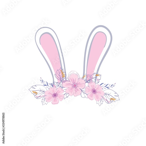 Cartoon little bunny holding Easter egg