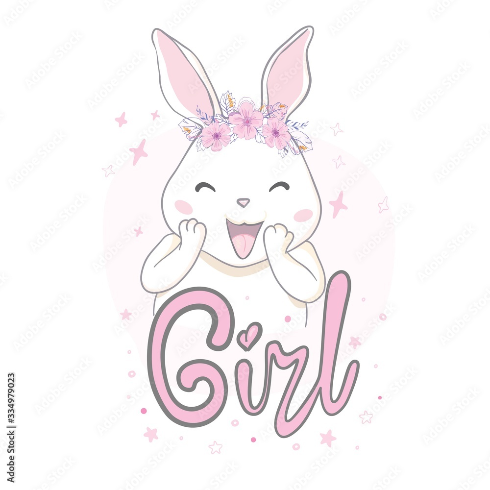 Cute Bunny.Hand drawn vector illustration.can be used for print design.