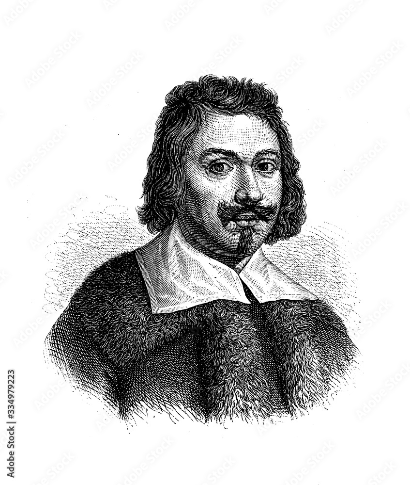 Portrait of Evangelista Torricelli (1608 - 1647) Italian physicist, mathematician, student of Galileo and inventor of the barometer