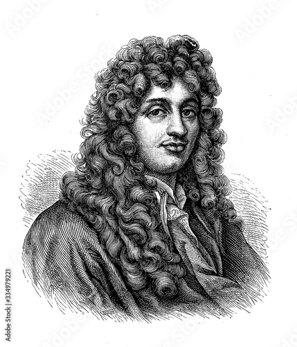 Tela Portrait of Christiaan Huygens (1629 - 1695) Dutch physicist, mathematician, ast