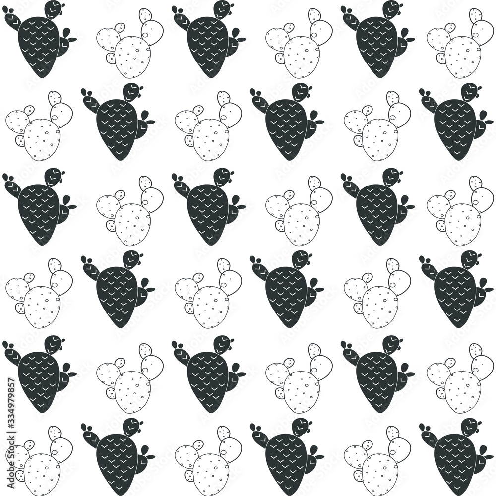 Set of seamless pattern with cactus, succulents and floral elements. Vintage vector botanical illustration. Background ready for printing on textile and other seamless design