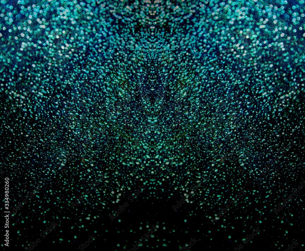 Sparkling emerald shimmer background. Dark green glitter texture. Mystery decorative illustration.