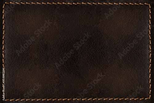 Dark brown leather background with seams