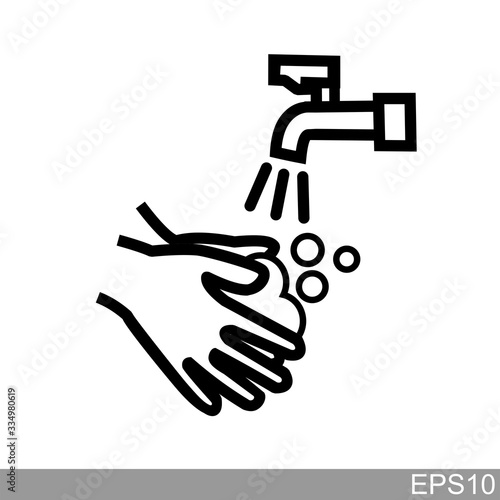 Wash your hands with soap icon on white background.vector illustration