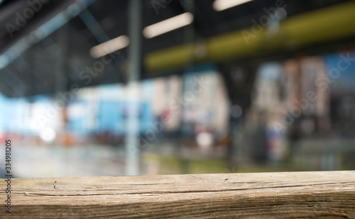 Wallpaper Mural Empty tropical wood table and blurred garden cafe light background. product display template.Business presentation Torontodigital.ca