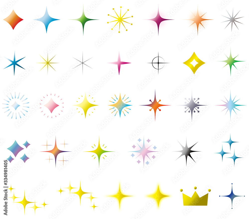 キラキラ スター アイコン カラフルセット Glitter Star icon colorful キラキラ スター アイコン カラフルセット Glitter Star icon colorful