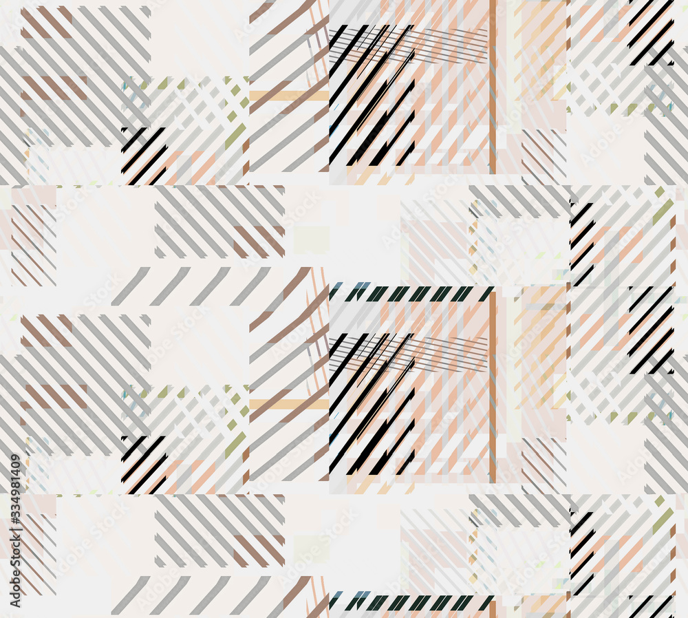 Plaid tartan textile pattern in light cream beige seamless checked graphic background Plaid tartan textile pattern in light cream beige seamless checked graphic background