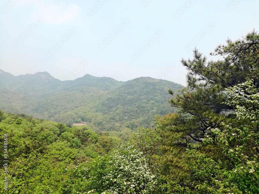 Beautiful scenic Landscape, view of mountains. Picturesque nature of South Korea.