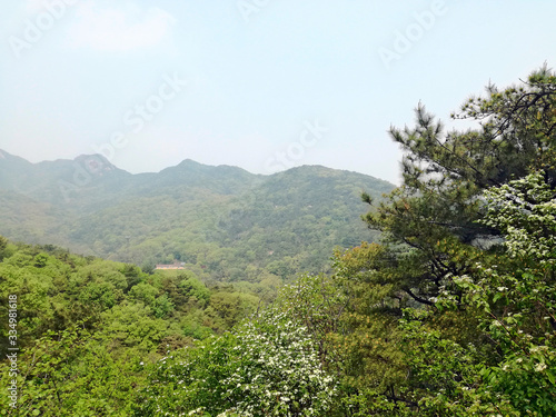 Beautiful scenic Landscape, view of mountains. Picturesque nature of South Korea.