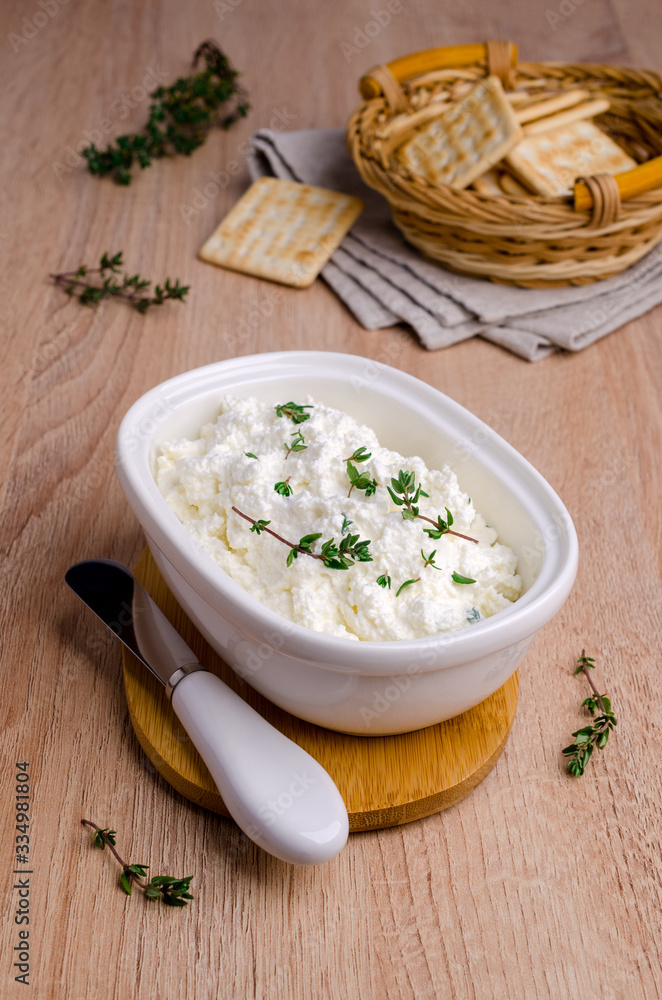Traditional soft cheese with thyme Traditional soft cheese with thyme