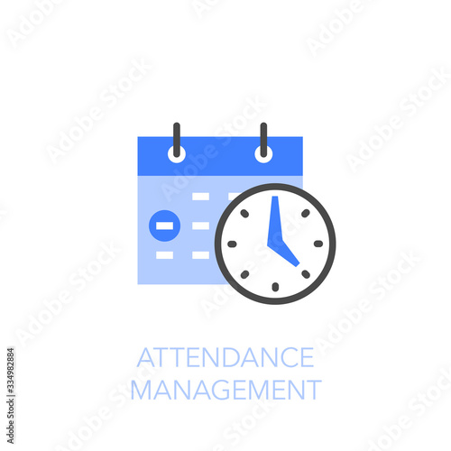 Attendance management symbol with a calendar and a clock. Easy to use for your website or presentation.