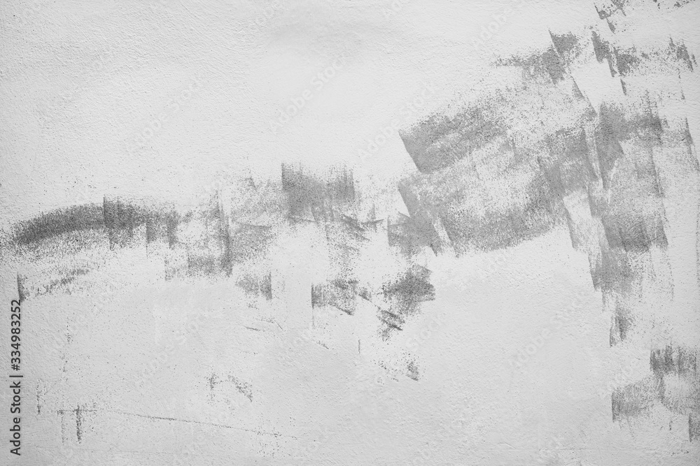 Abstract texture of white wall with grey brush strokes pattern. Beautiful, artistic, creative background. Copy space	